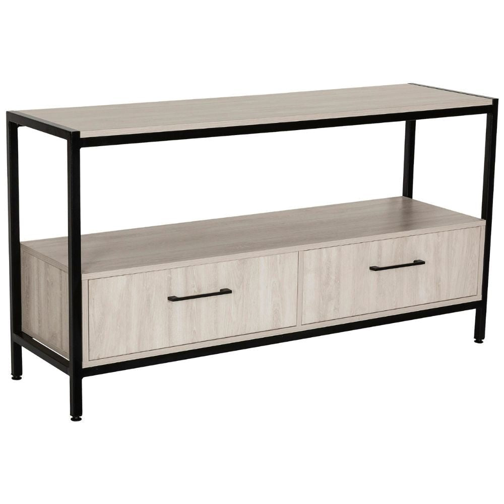 CREDENZA NOGAL BEAT CREDENZA 140 | Credenza para Oficina | 2 Cajones | Melamina | Estructura Metálica | Interior - Credenza 140 1.40 x .40 x .75 - ALBAR - NOGAL BEAT - Credenza