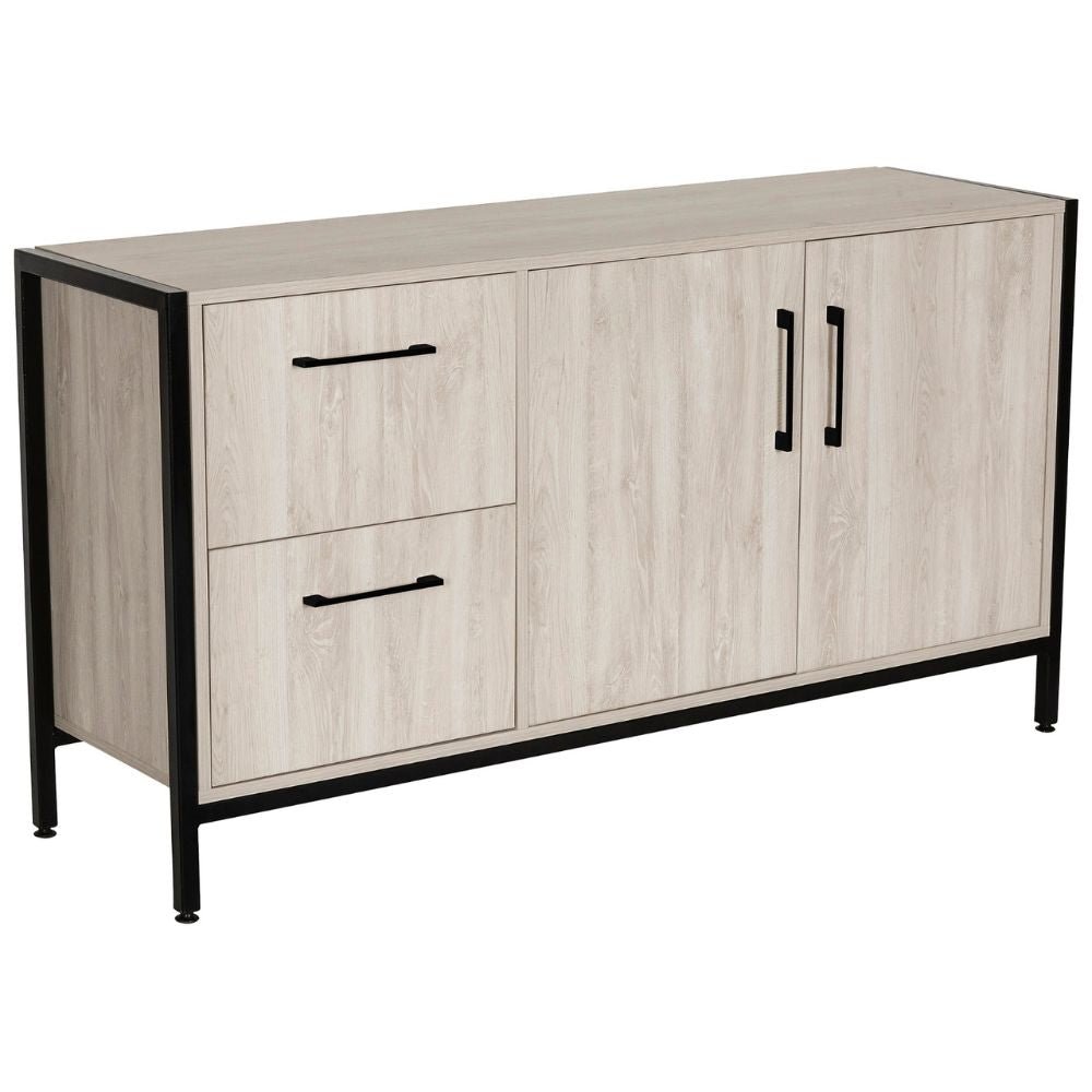 CREDENZA NOGAL BEAT CREDENZA 2+2 140 | Credenza para Oficina | 2 Cajones | Melamina | Estructura Metálica | Interior - Credenza 2+2 1.40 x .40 x .75 - ALBAR - NOGAL BEAT - Credenza