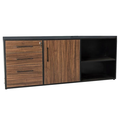 CREDENZA NOGAL BEAT DESKA - C 120 | Credenza para Escritorio Semiejecutivo de Oficina | 3 Cajones | Melamina | Interior - Deska - C 1.20 x .40 x .60 - ALBAR - NOGAL BEAT - Credenza