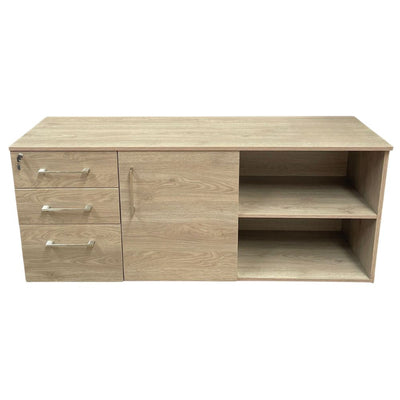 CREDENZA NOGAL BEAT DESKA - C 140 | Credenza para Escritorio Semiejecutivo de Oficina | 3 Cajones | Melamina | Interior - Deska - C 1.40 x .40 x .60 - ALBAR - NOGAL BEAT - Credenza