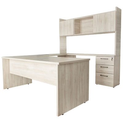 CREDENZA NOGAL BEAT DESKA - U 160 | Credenza para Escritorio Ejecutivo de oficina | 2 Cajones | Melamina | Interior - Deska - U 1.60 x .40 x .75 - ALBAR - NOGAL BEAT - Credenza