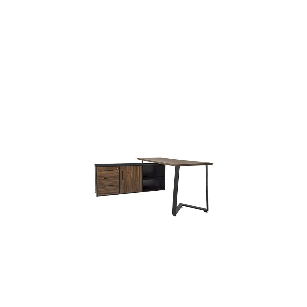 CREDENZA NOGAL BEAT KOV - C 120 | Credenza para Escritorio Semiejecutivo de Oficina | 3 Cajones | Melamina | Interior - KoV - C 1.20 x .40 x .60 - ALBAR - NOGAL BEAT - Credenza Ambientada