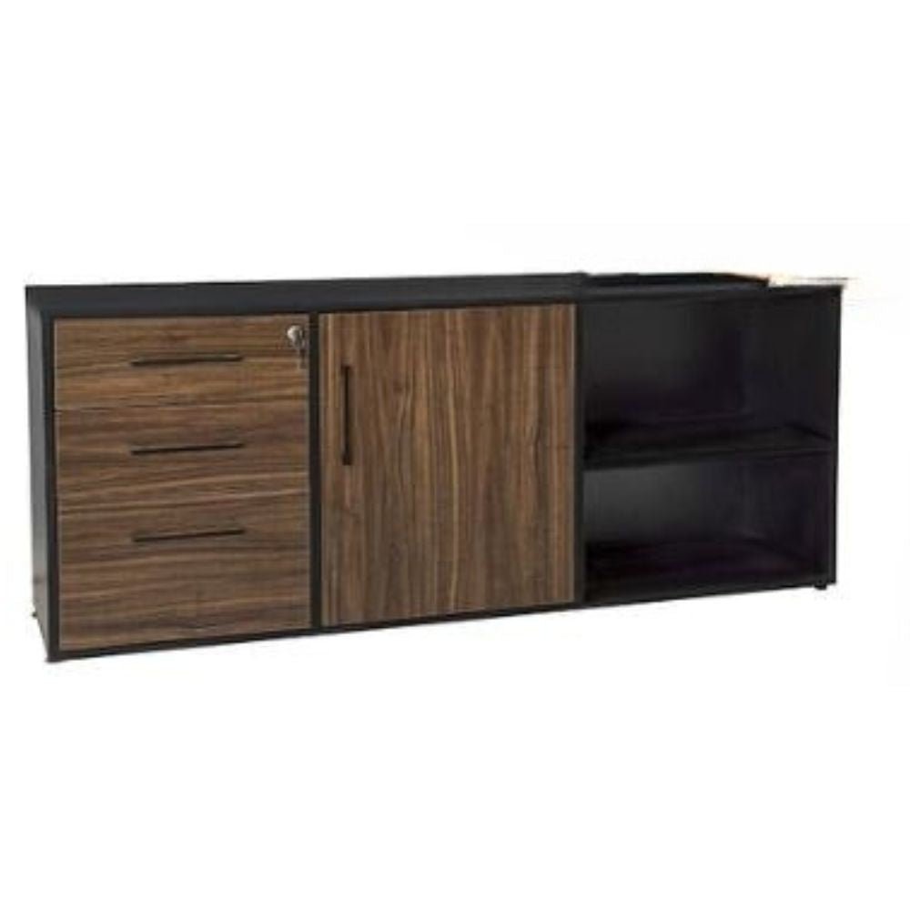 CREDENZA NOGAL BEAT KOV - C 140 | Credenza para Escritorio Semiejecutivo de Oficina | 3 Cajones | Melamina | Interior - KoV - C 1.40 x .40 x .60 - ALBAR - NOGAL BEAT - Credenza