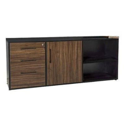 CREDENZA NOGAL BEAT KOV - C 160 | Credenza para Escritorio Semiejecutivo de Oficina | 3 Cajones | Melamina | Interior - KoV - C 1.60 x .40 x .60 - ALBAR - NOGAL BEAT - Credenza