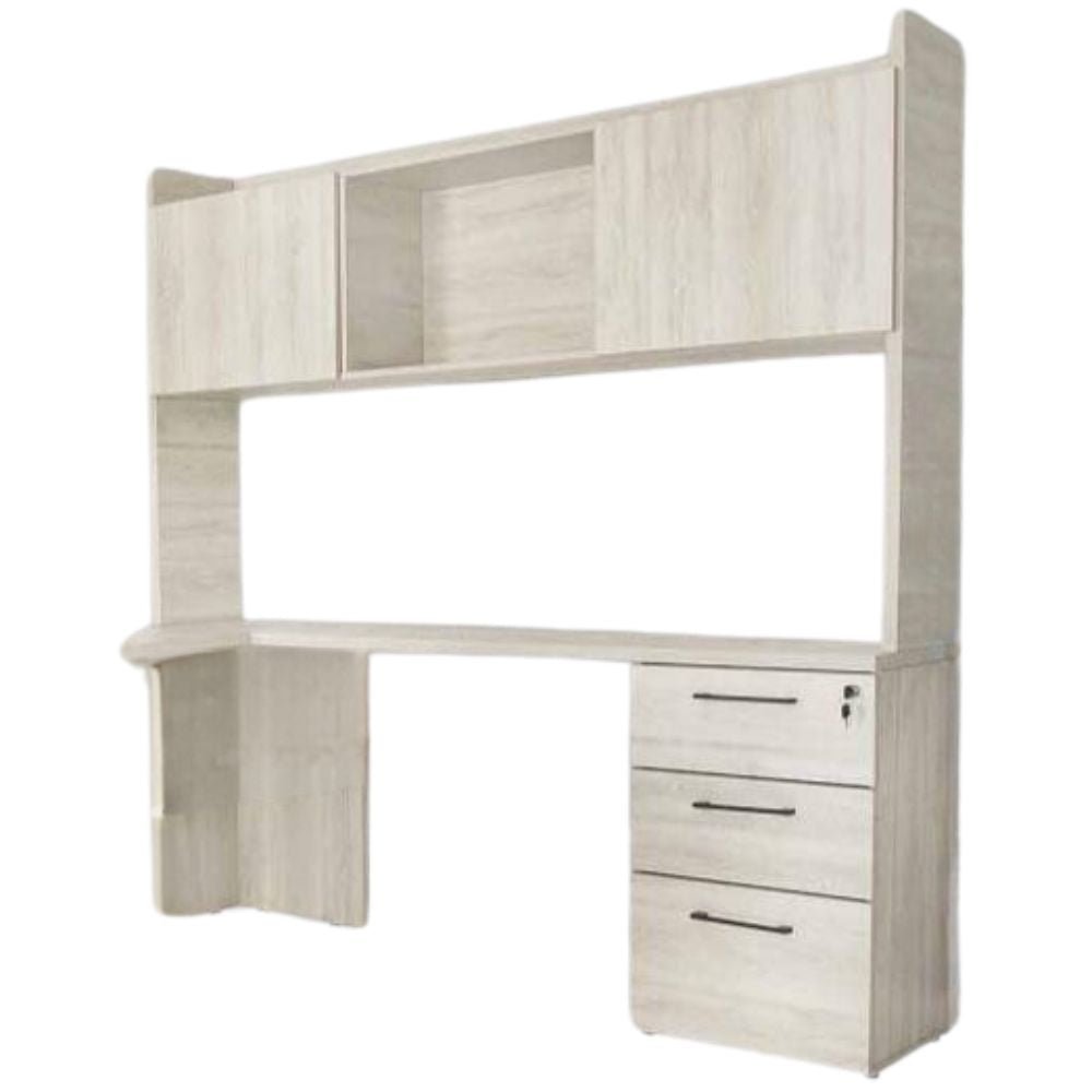 CREDENZA NOGAL BEAT KOV - U 180 | Credenza para Escritorio Ejecutivo de Oficina | 2 Cajones | Melamina | Interior - KoV - U 1.80 x .40 x .75 - ALBAR - NOGAL BEAT - Credenza