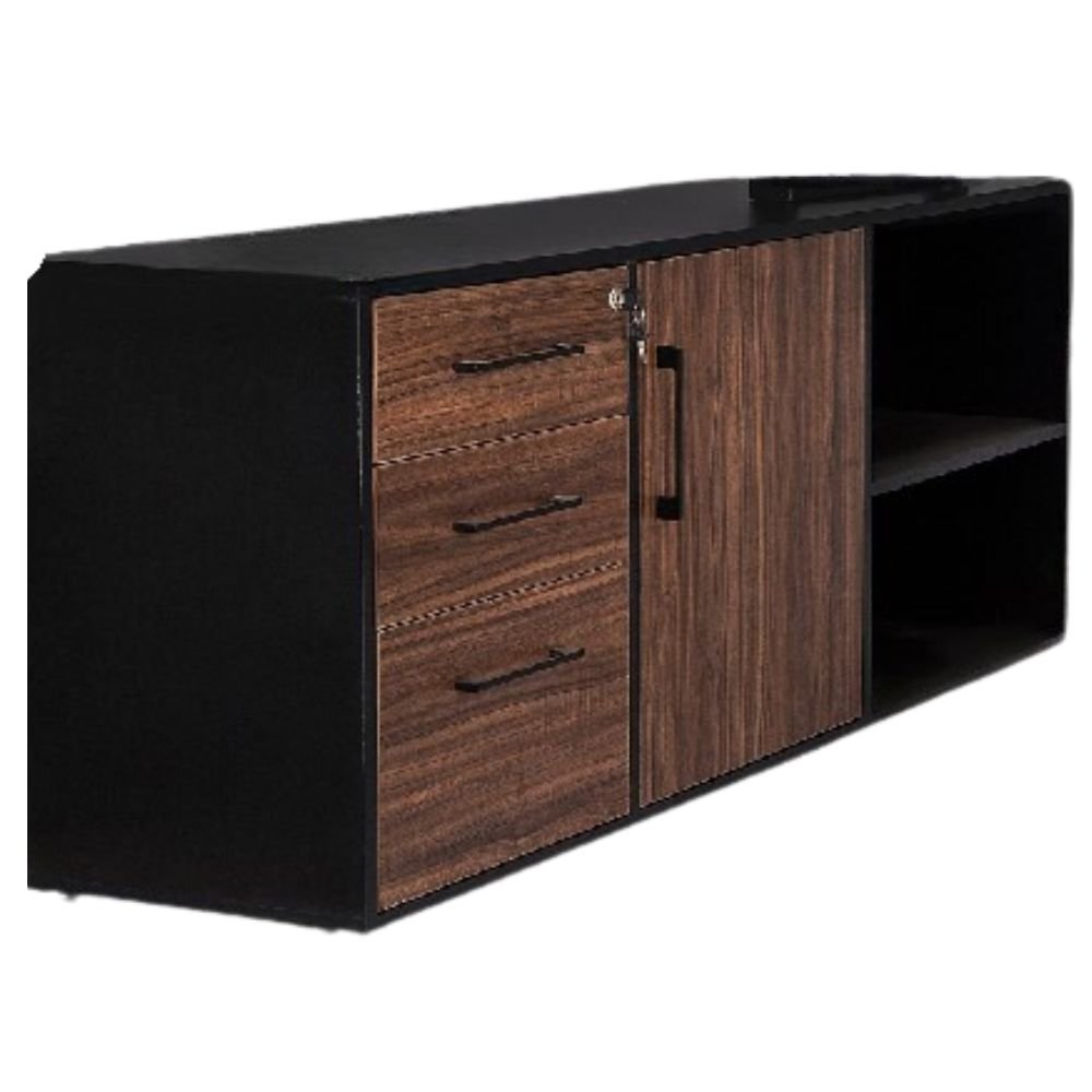 CREDENZA NOGAL BEAT STOL - C 120 | Credenza para Escritorio Semiejecutivo de Oficina | 3 Cajones | Melamina | Interior - Stol - C 1.20 x .40 x .60 - ALBAR - NOGAL BEAT - Credenza