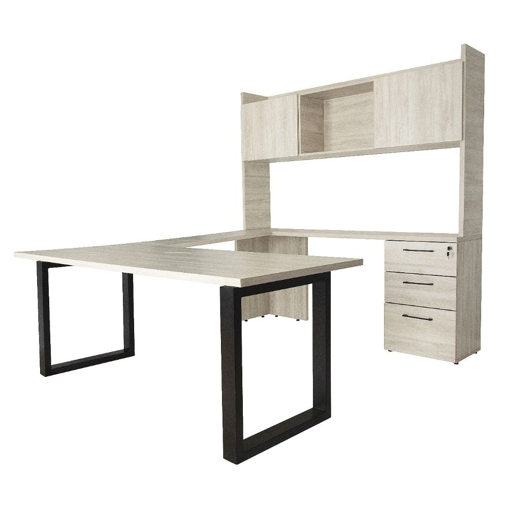 CREDENZA NOGAL BEAT STOL - U 160 | Credenza para Escritorio Ejecutivo de oficina | 2 Cajones | Melamina | Interior - Stol - U 1.60 x .40 x .75 - ALBAR - NOGAL BEAT - Credenza