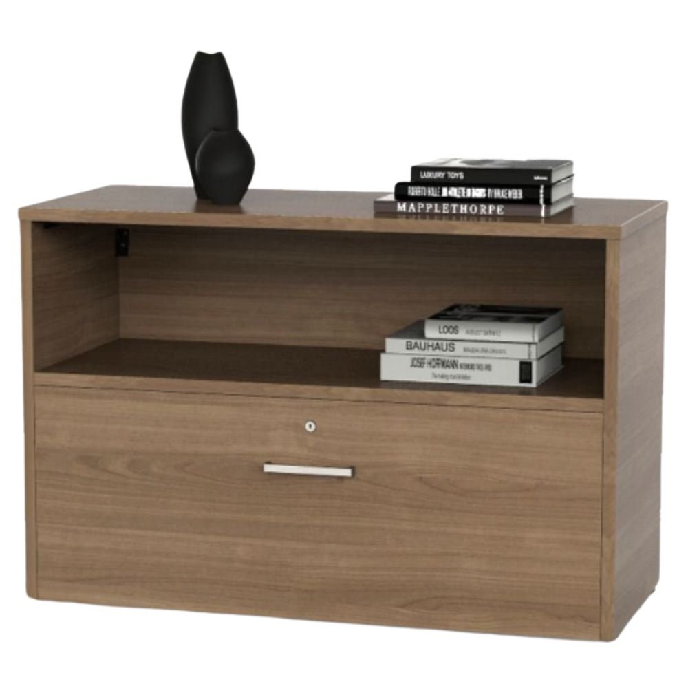 CREDENZA OFIK URBAN 887 | Credenza con Cajón 603 | Melamina | Niveladores | Resistentes Impactos | Jaladera Metal | Chapa | Interior - 887 - OFIK - NOGAL BEAT - Credenza