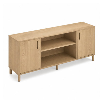 Credenza para Oficina Alta con 2 Puertas Abatibles Laterales - VERSA READY - Varios Colores - 1 Entrepaño Central Melamínico Ajustable en Altura - RE-870 - VERSA - NOGAL BEAT - Credenza
