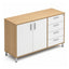 Credenza para Oficina Alta con 4 Cajones Papeleros - VERSA READY - Varios Colores - 2 Puertas Abatibles Melamínicas con 1 Entrepaño Interno - RE-844D - VERSA - NOGAL BEAT - Credenza