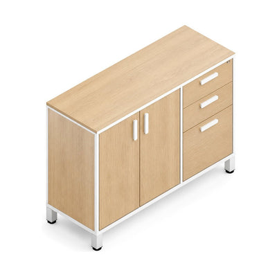 Credenza para Oficina Alta con Cajonera 2+1 y 2 - VERSA LEVA - 1 Entrepaño Interno Ajustable Sin Cerradura - VP-840D LEVA - VERSA - NOGAL BEAT - Credenza