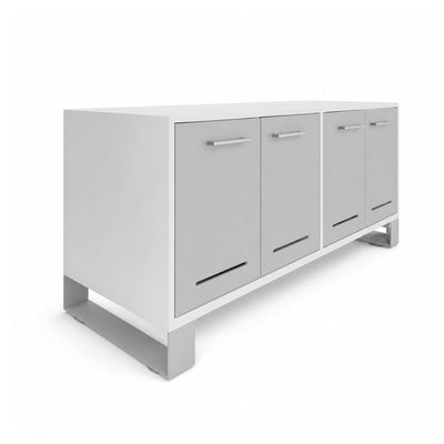 Credenza para Oficina Baja con Puertas Metálicas con Cerradura (2) - VERSA AXIO - Blanco/Gris - Frente 120 cm y Altura 52 cm - Entrepaños Internos Melamínicos Ajustables - AO-812M - VERSA - NOGAL BEAT - Credenza