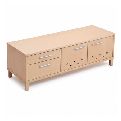 Credenza para Oficina Baja - VERSA READY - Varios Colores - Altura 52 cm - 2 Puertas Metálicas Estampado Plug con Cerradura - RE-814IM - VERSA - NOGAL BEAT - Credenza