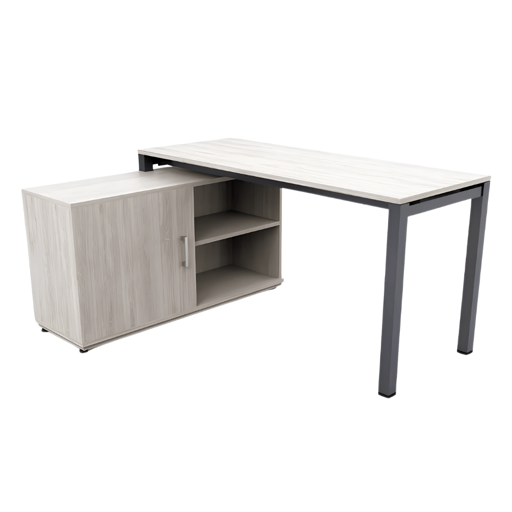 Escritorio de Oficina Ejecutivo - NOGAL BEAT HAMILTON 150 X 60 - Escritorio Sobre Credenza - Varios Colores - Acero Calibre 16 - Escritorio sobre credenza Hamilton 150x60 c/ cubierta 19mm - MOBILIARIO EN MOVIMIENTO - NOGAL BEAT - Escritorio