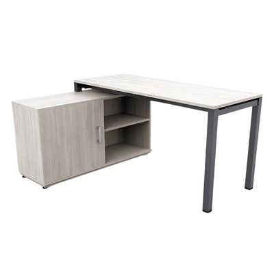 Escritorio de Oficina Ejecutivo - NOGAL BEAT HAMILTON 150 X 60 - Escritorio Sobre Credenza - Varios Colores - Acero Calibre 16 - Escritorio sobre credenza Hamilton 150x60 c/ cubierta 19mm - MOBILIARIO EN MOVIMIENTO - NOGAL BEAT - Escritorio