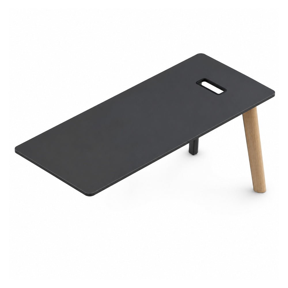 Escritorio de Oficina Recto - VERSA DASH - Estructura Metálica Negra con Patas de Madera de Haya y 2 Patas - 200 × 90 cm - DS-160 - VERSA - NOGAL BEAT - Escritorio de Oficina