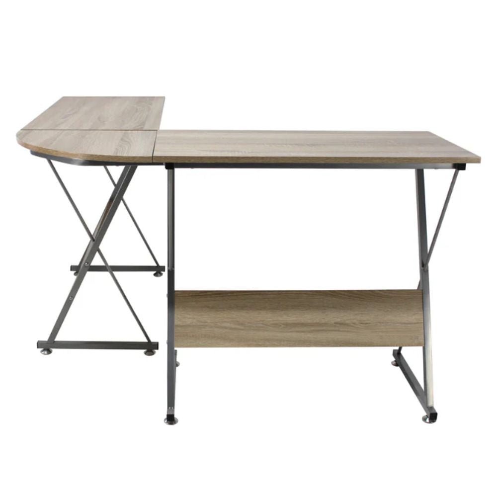 ESCRITORIO KINGSTRONG JM - 909M ESCR0360127 | Escritorio Uso de Oficina Tipo Secretarial | Base Estructura Metalica | Varios Colores | Madera en "L" | Interior - ESCR0360127 - Mundo In - NOGAL BEAT - 