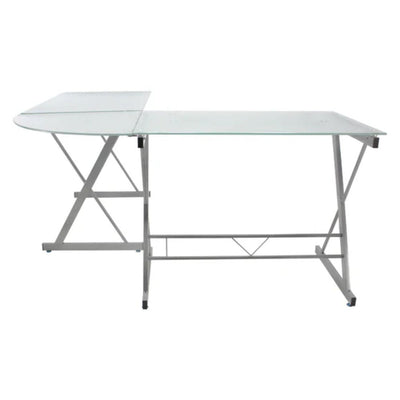 ESCRITORIO KINGSTRONG JM - UT56 CRISTAL ESMERILADO ESCR0360128 | Escritorio Uso de Oficina Tipo Secretarial | Base Estructura Metalica | Vidrio Esmerilado en "L" | Interior - ESCR0360128 - Mundo In - NOGAL BEAT - Escritorio