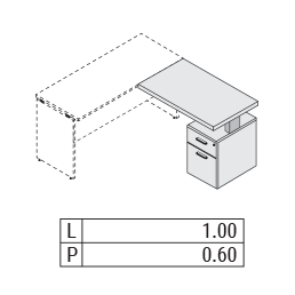 ESCUADRA EJECUTIVA NEWFORM 1 KP2SB16RL - N4 + 1 KP2AC10R - N4 KAMOS PURE EN L | Escuadra Ejecutiva para Oficina | Interior - 1 KP2SB16RL - N4 + 1 KP2AC10R - N4 - NEWFORM - NOGAL BEAT - Escritorio