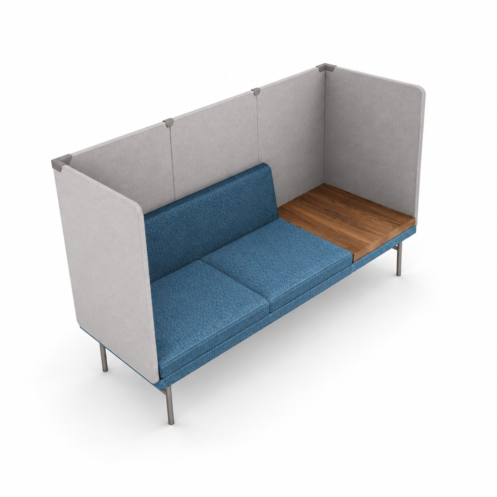 Sillón Modular de Espera con Mamparas - REQUIEZ ESENCIA CON MAMPARA RE-3003A - Estructura Negra y Gris - Sistema Modular con Panel Tapizado
