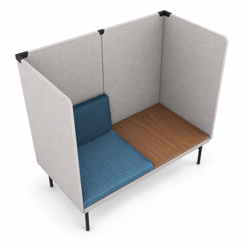 Sillón Modular de Espera con Mamparas - REQUIEZ ESENCIA CON MAMPARA RE-3003A - Estructura Negra y Gris - Sistema Modular con Panel Tapizado