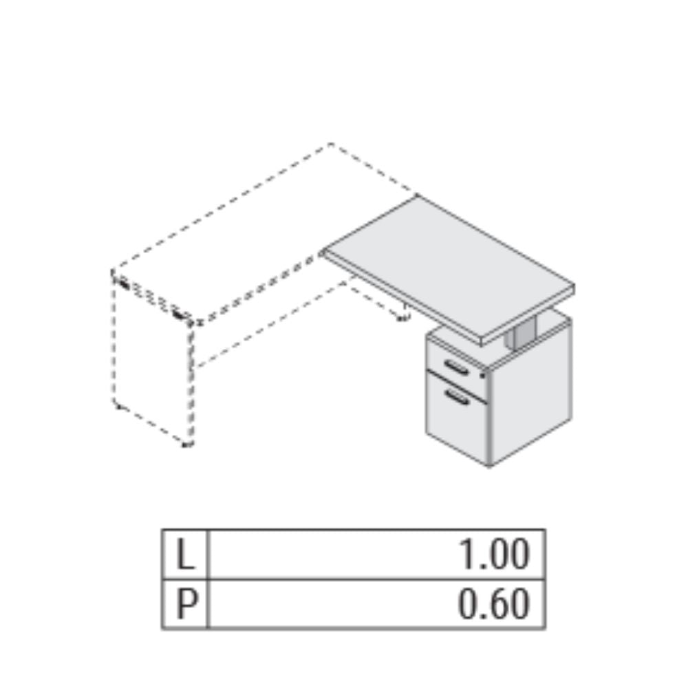 ESTACIÓN NEWFORM 2 KP2SB16RL - N4 + 2 KP2AC10R - N4 + 1 MA135ALH | Estación para Oficina | 2 Usuarios | Laterales con Cajonera | Biombo | Interior - 2 KP2SB16RL - N4 + 2 KP2AC10R - N4 + 1 MA135ALH - NEWFORM - NOGAL BEAT - Mobiliario