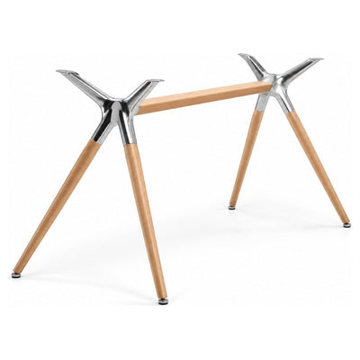 Estructura para Mesa de 4 Patas en Madera de Haya - LABENZE BASE METROPOLIS NATURAL 160-07055 - Natural - Madera de Haya Natural con Soportes en Aluminio Pulido - 160-07055-BMM-ESP - Labenze - NOGAL BEAT - Estructura para Mesa