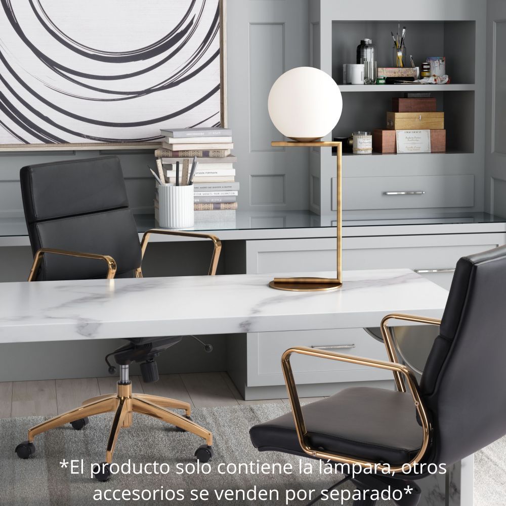 LÁMPARA ZUO BELAIR | Lámpara de Mesa para Escritorio | Latón Oro Blanco | Acero Galvanizado Vidrio Esmerilado | Interior - 56074 - Zuo - NOGAL BEAT - 