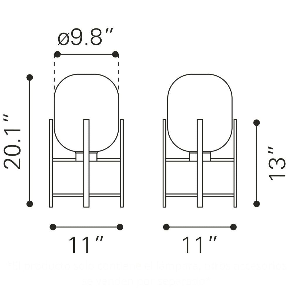 LÁMPARA ZUO WONDERWALL | Lámpara de Mesa para Habitación | Negro | Acero Vidrio Tintado | Interior - 56125 - Zuo - NOGAL BEAT - 