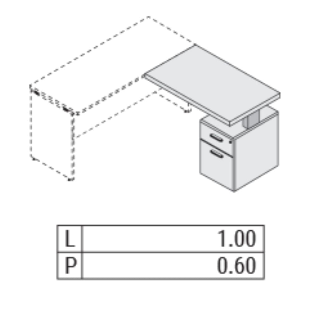 LATERAL NEWFORM KP2AC10R - GR KAMOS PURE | Lateral Recta para Conjunto de Oficina | Interior - KP2AC10R - GR - NEWFORM - NOGAL BEAT - Mobiliario