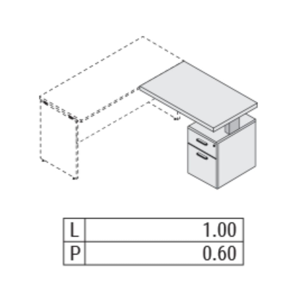 LATERAL NEWFORM KP2AC10R - N4 KAMOS PURE | Lateral Recta para Conjunto de Oficina | Interior - KP2AC10R - N4 - NEWFORM - NOGAL BEAT - Mobiliario