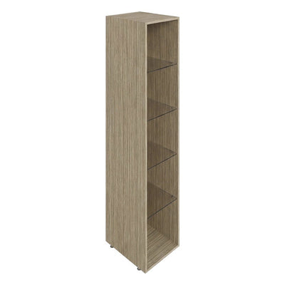 Librero a Piso Columna Abierto con Vidrio para Oficina - GEBESA BENTO - Frente 37.5 cm - Altura 180 cm - Cuerpo de Aglomerado - GCB464180CV - GEBESA - NOGAL BEAT - Librero