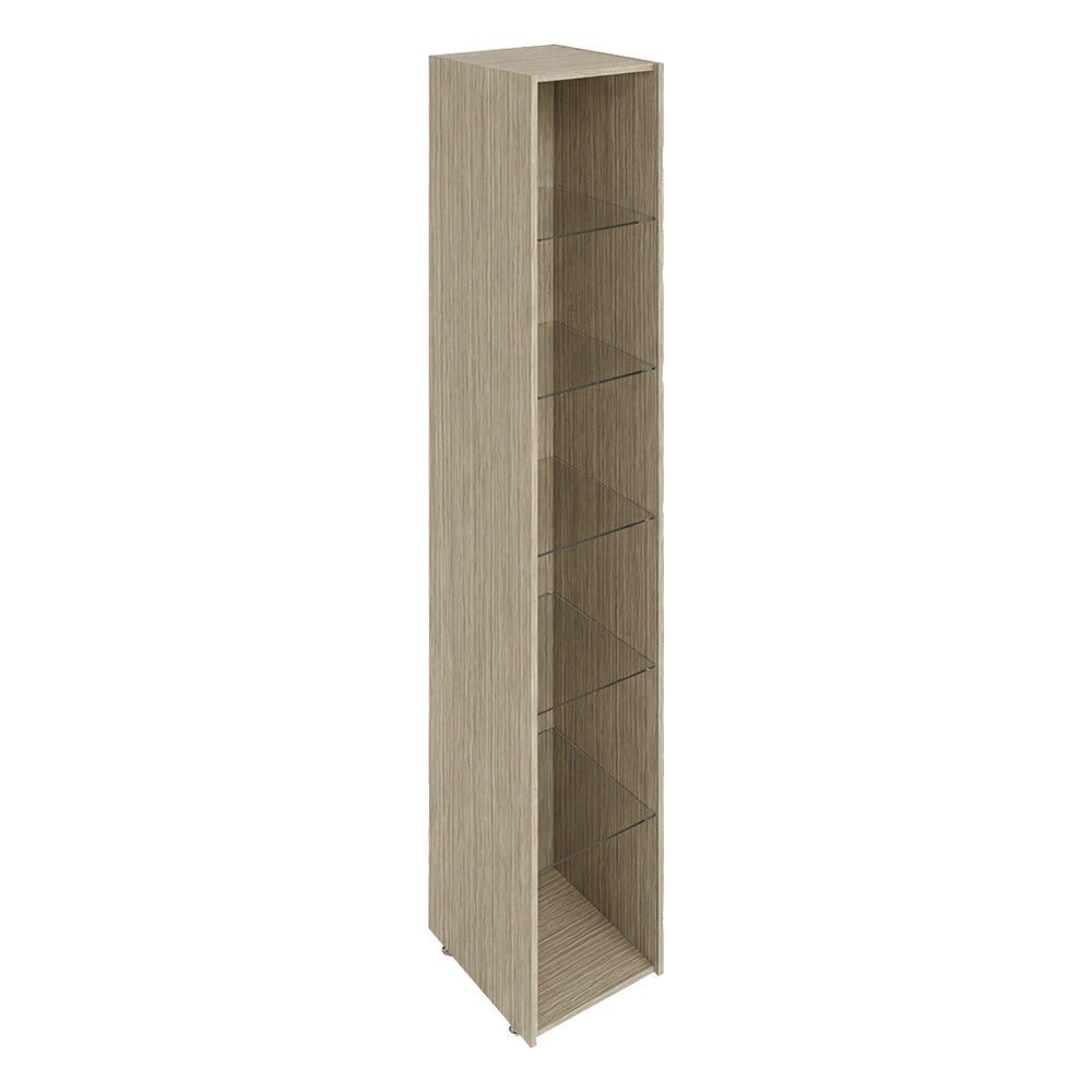 Librero a Piso Columna Abierto con Vidrio para Sala de Archivo - GEBESA BENTO - Frente 37.5 cm - Altura 215 cm - Cuerpo de Aglomerado - GCB464215CV - GEBESA - NOGAL BEAT - Librero