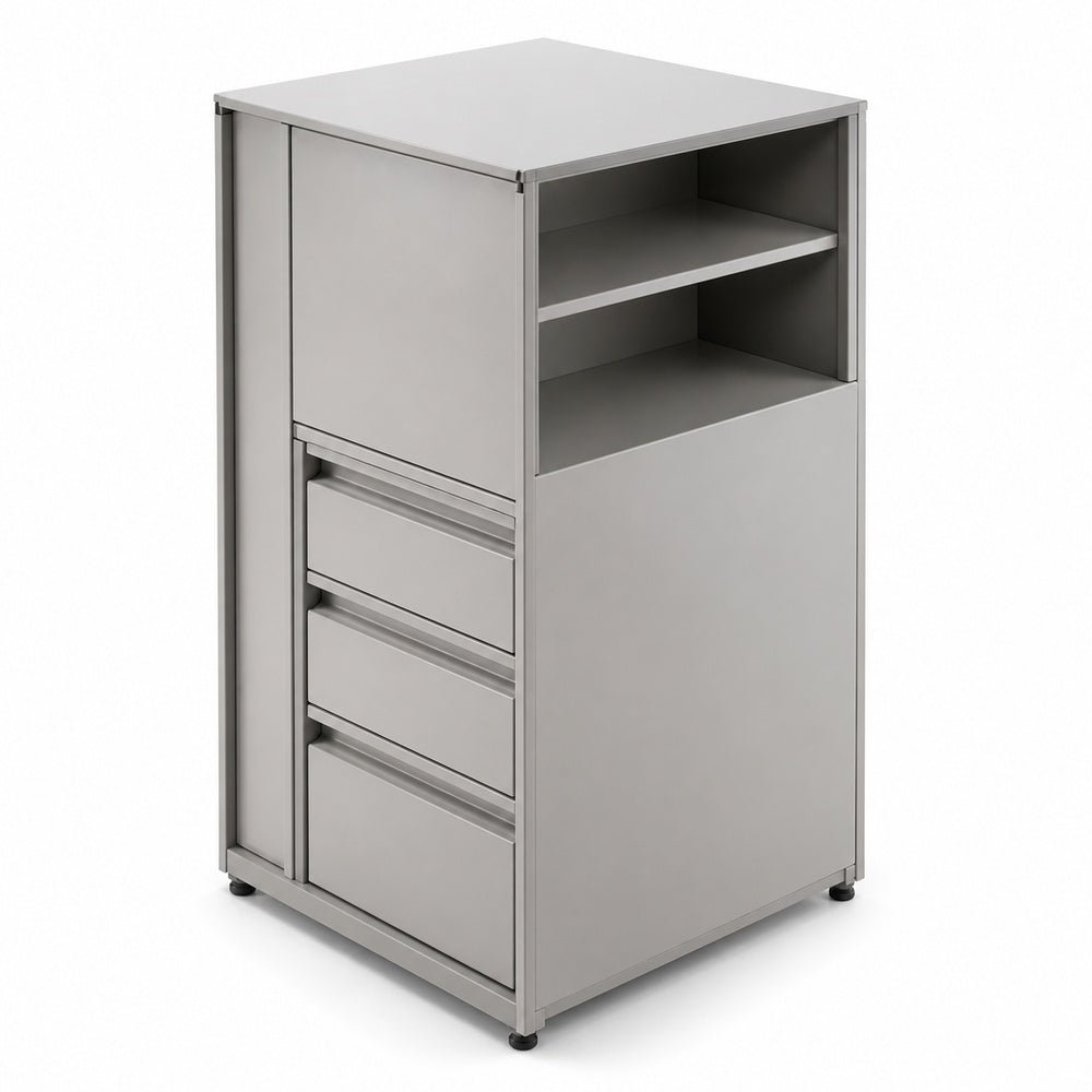 Librero a Piso Cuerpo Metálico para Oficina - GEBESA ARKA - Altura 115 cm - Mano Derecha - GEA462115R - GEBESA - NOGAL BEAT - Librero