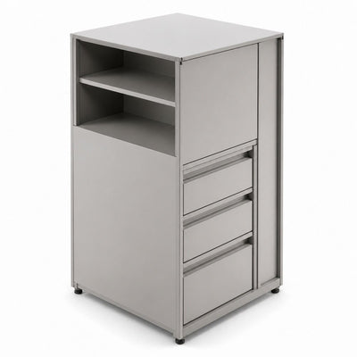 Librero a Piso Cuerpo Metálico para Oficina - GEBESA ARKA - Altura 115 cm - Mano Izquierda - GEA462115L - GEBESA - NOGAL BEAT - Librero