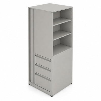 Librero a Piso Cuerpo Metálico para Sala de Archivo - GEBESA ARKA - Altura 180 cm - Mano Derecha - GEA462180R - GEBESA - NOGAL BEAT - Librero