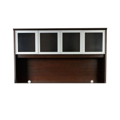 LIBRERO OFIK FILO 705 | Librero Sobre Credenza | Puertas Cristal | Chapa Walnut | Canto Daga | Estructura Madera | Puertas Aluminio | Cubiertas MDF | Interior - 705 - OFIK - NOGAL BEAT - Librero