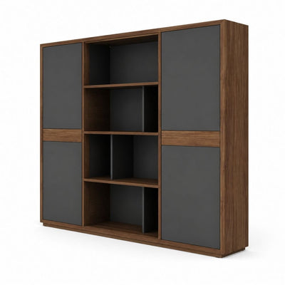 Librero para Oficina de Piso - VERSA PIANNO - 4 Puertas en MDF Pintado - PI-500N - VERSA - NOGAL BEAT - Librero