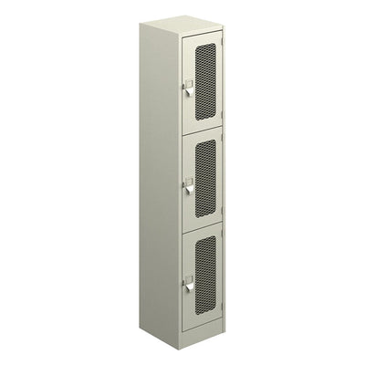 Locker Metálico para Área de Personal - GEBESA ARCHIVO Y ALMACENAJE - Frente 36 cm - 3 Puertas con Malla 3B - GAA753 - GEBESA - NOGAL BEAT - Archivero