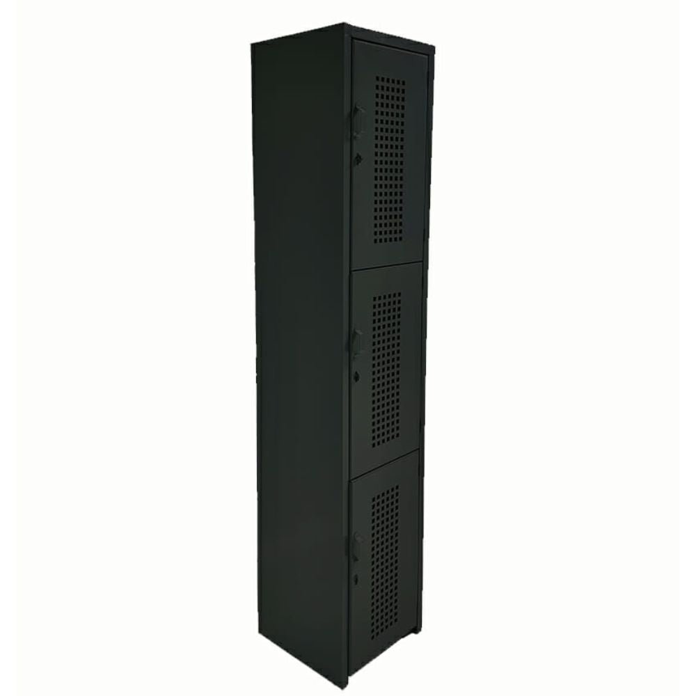 LOCKER OFIK 319 | Locker para Empresa | 3 Puertas | Perforado | Interior - 319 - OFIK - NOGAL BEAT - Mobiliario