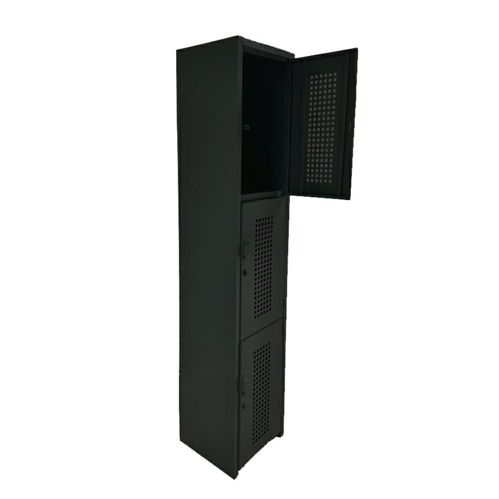 LOCKER OFIK 319 | Locker para Empresa | 3 Puertas | Perforado | Interior - 319 - OFIK - NOGAL BEAT - Mobiliario