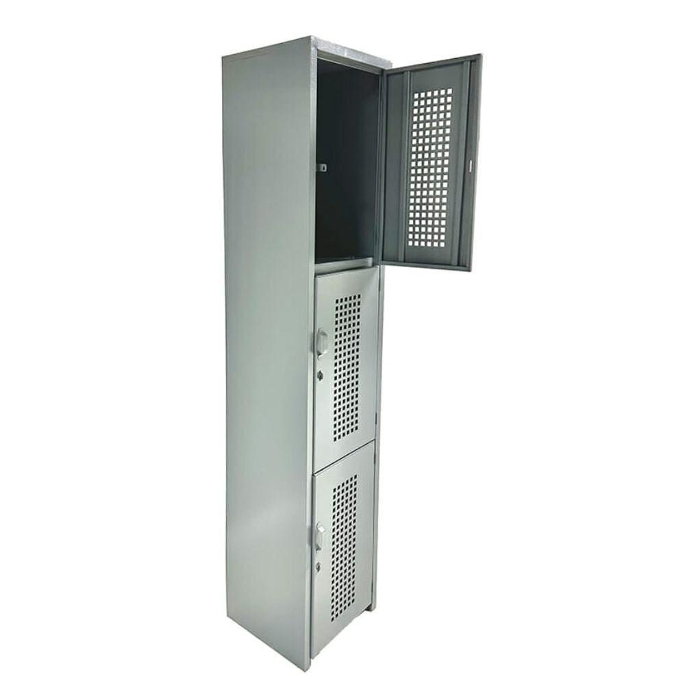 LOCKER OFIK 319 | Locker para Empresa | 3 Puertas | Perforado | Interior - 319 - OFIK - NOGAL BEAT - Mobiliario