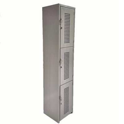 LOCKER OFIK 319 | Locker para Empresa | 3 Puertas | Perforado | Interior - 319 - OFIK - NOGAL BEAT - Mobiliario