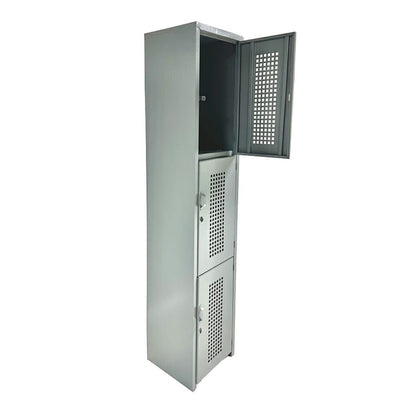 LOCKER OFIK 324 | Locker para Empresa | 3 Puertas | Perforado | Interior - 324 - OFIK - NOGAL BEAT - Mobiliario