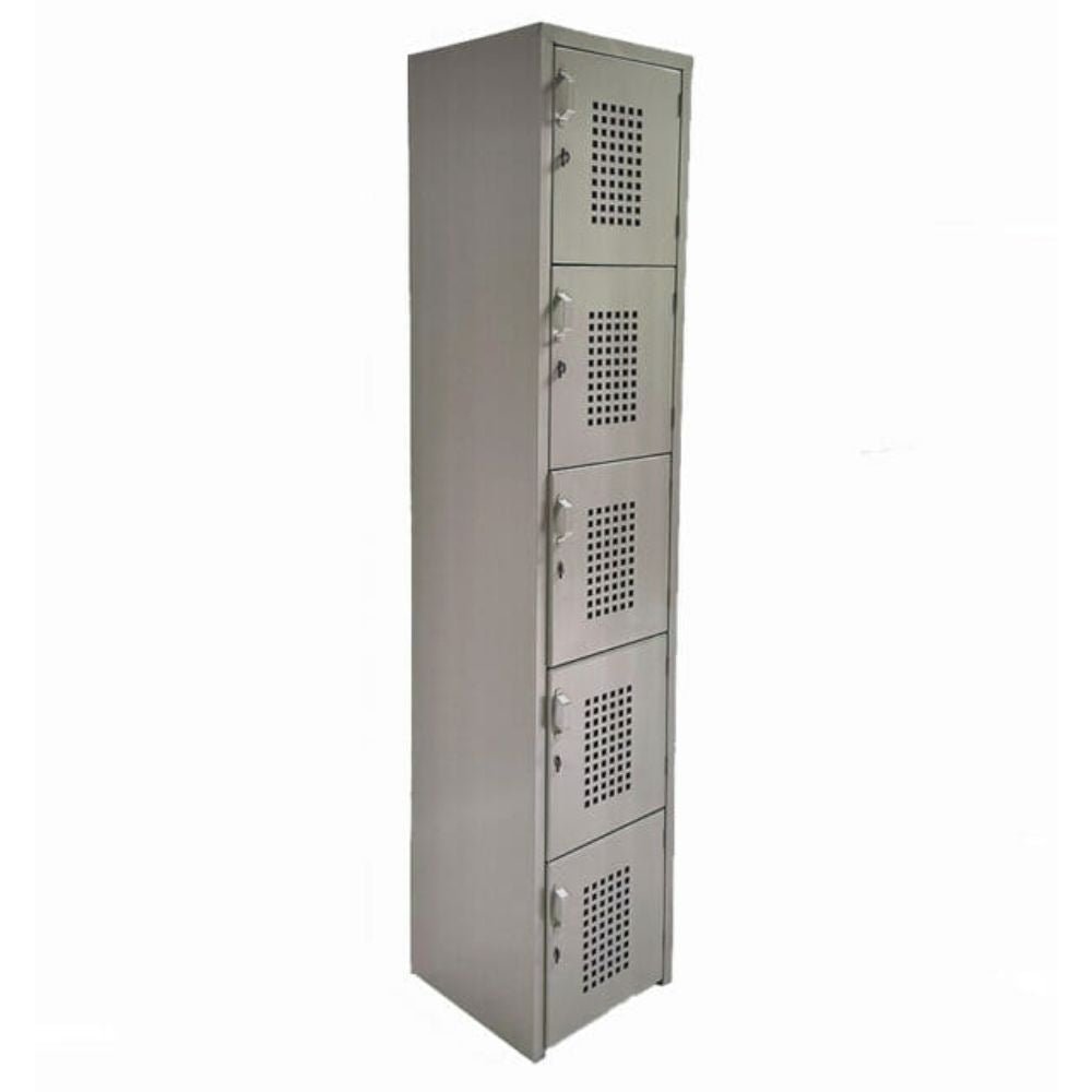 LOCKER OFIK 326 | Locker para Empresa | 5 Puertas | Perforado | Interior - 326 - OFIK - NOGAL BEAT - Mobiliario