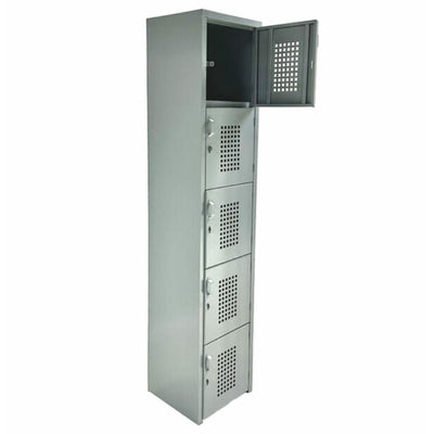 LOCKER OFIK 326 | Locker para Empresa | 5 Puertas | Perforado | Interior - 326 - OFIK - NOGAL BEAT - Mobiliario