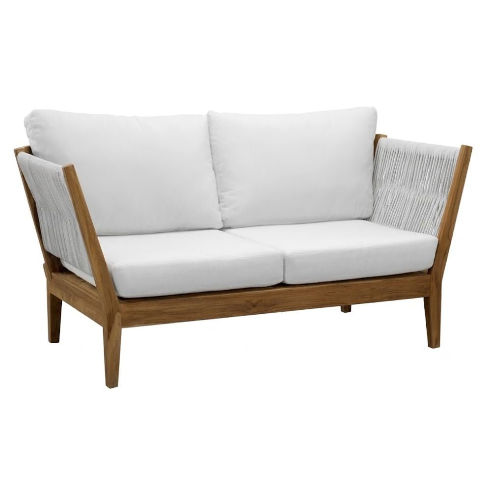 Love Seat de Terraza para Áreas de Estar - NOGAL BEAT ROMA - Blanco - Teca y Polyrattan - LOVE SEAT ROMA Blanco - CAMCO - NOGAL BEAT - Sofá de Terraza