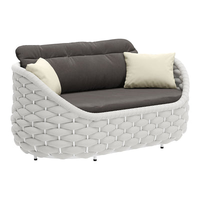 Love Seat de Terraza para Cafetería 2 Plazas - ZUO CORAL REEF - Gris - Asiento y Respaldo Tapizados con Tela para Exterior - 704026 - Zuo - NOGAL BEAT - Sofá de Terraza