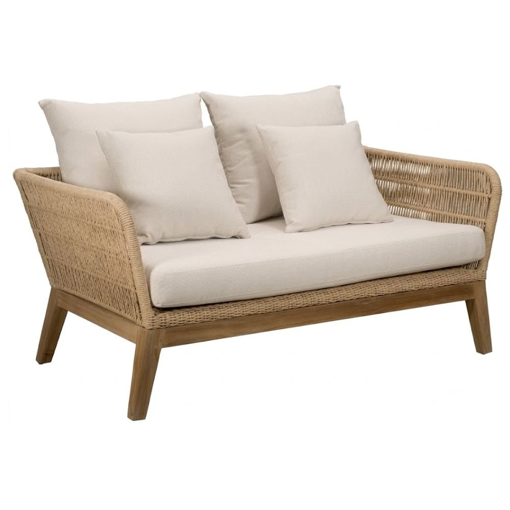 Love Seat de Terraza para Hotel - NOGAL BEAT AMORA - Beige - Teca, Aluminio y Polyrattan - LOVE SEAT AMORA Beige - CAMCO - NOGAL BEAT - Sofá de Terraza