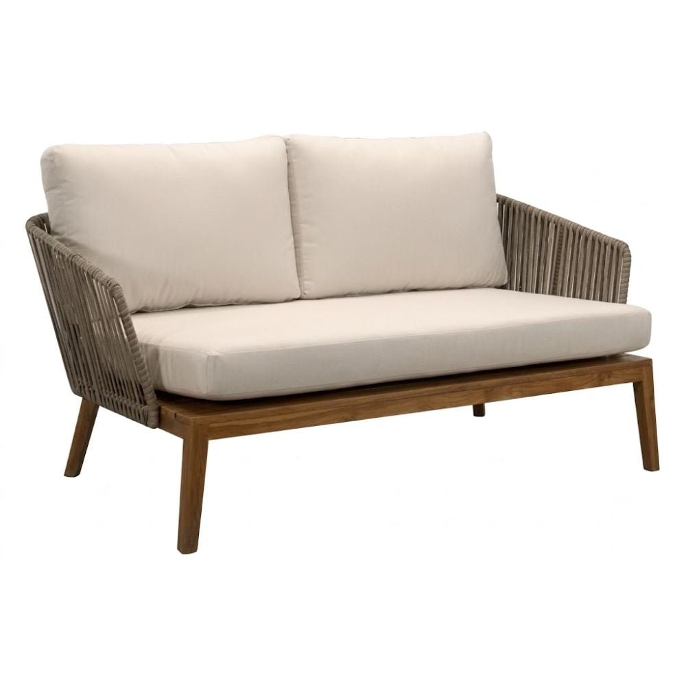 Love Seat de Terraza para Restaurante - NOGAL BEAT FERMANAG - Banana - Teca Aluminio y Polyrattan SunyGuard - LOVE SEAT FERMANAG Banana - CAMCO - NOGAL BEAT - Sofá de Terraza